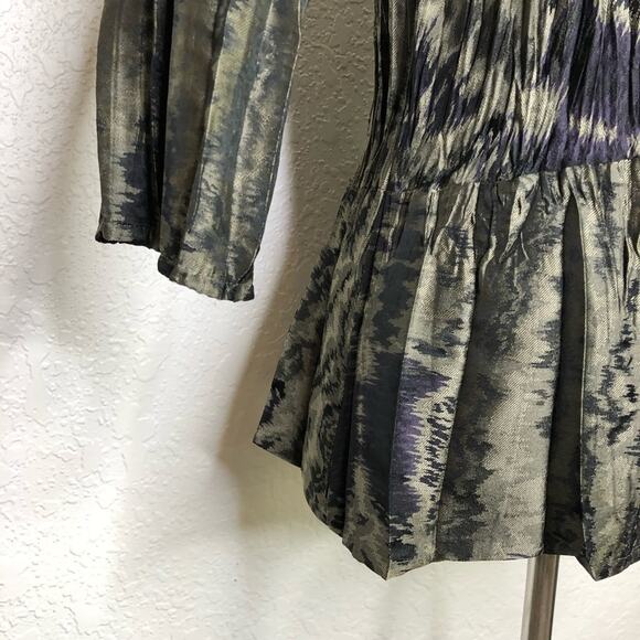 Babette San Francisco gray taupe black metallic twisted front top size Small - Picture 5 of 14